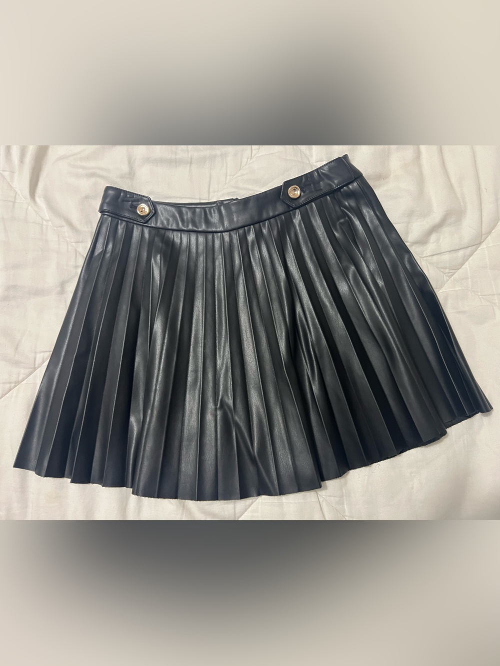Zara Pleated Faux Leather Mini Skirt - Black Size small NWT
